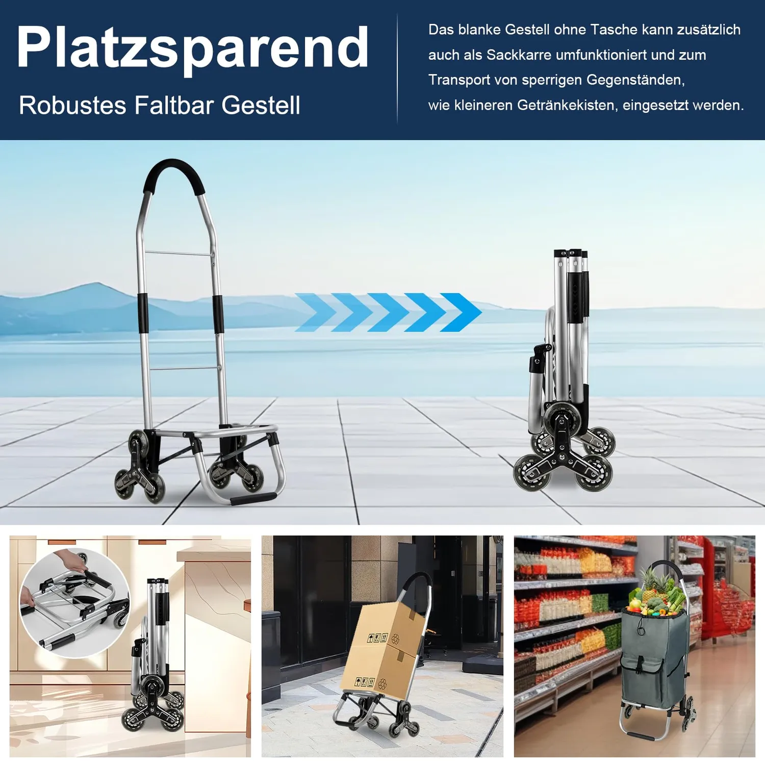 HOMELUX Einkaufstrolley 41L Trolley dunkelgrau treppengängig