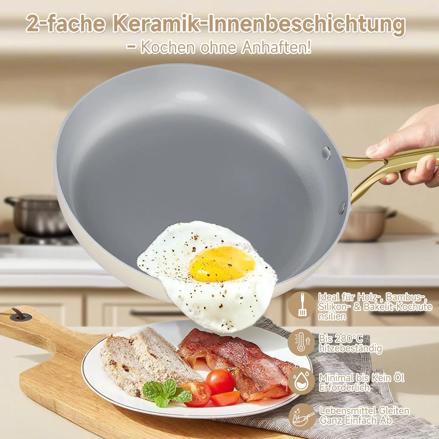 HOMELUX Pfannenset 20/24/28cm Induktion Keramik 3-teilig
