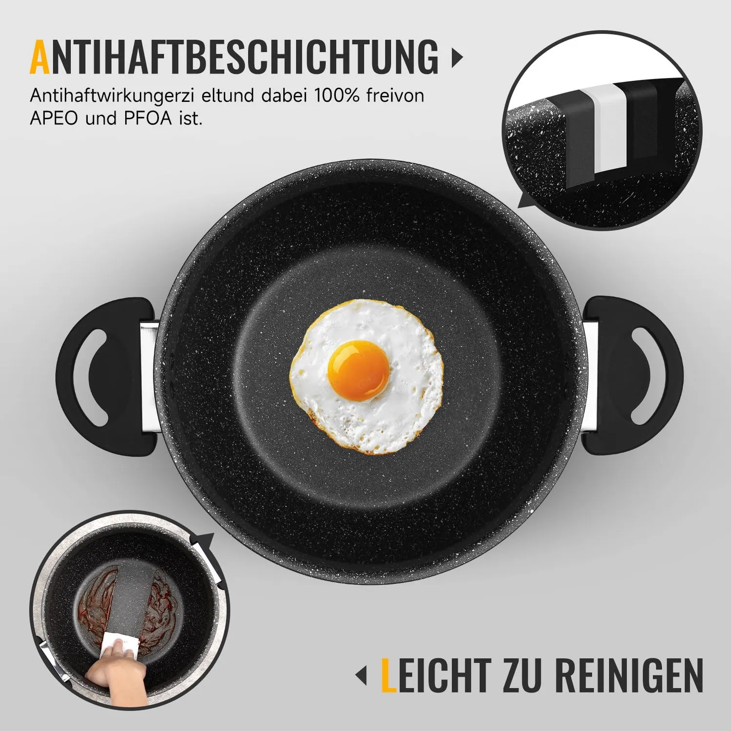 HOMELUX Topfset 6-teilig mit Glasdeckel Induktion Antihaft