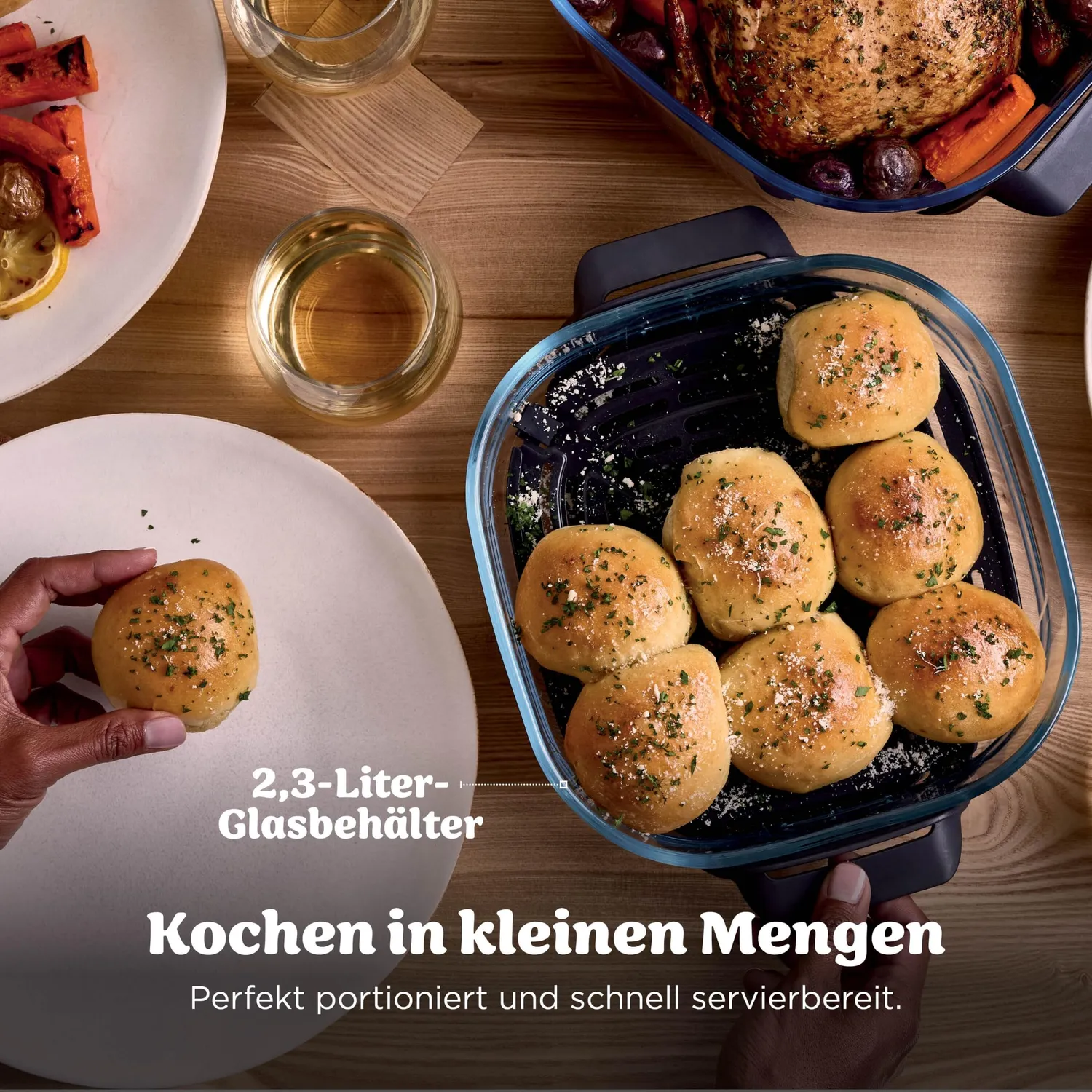 Ninja CRISPi FN202EU Heißluftfritteuse Set Weiß 3,8 L Glas