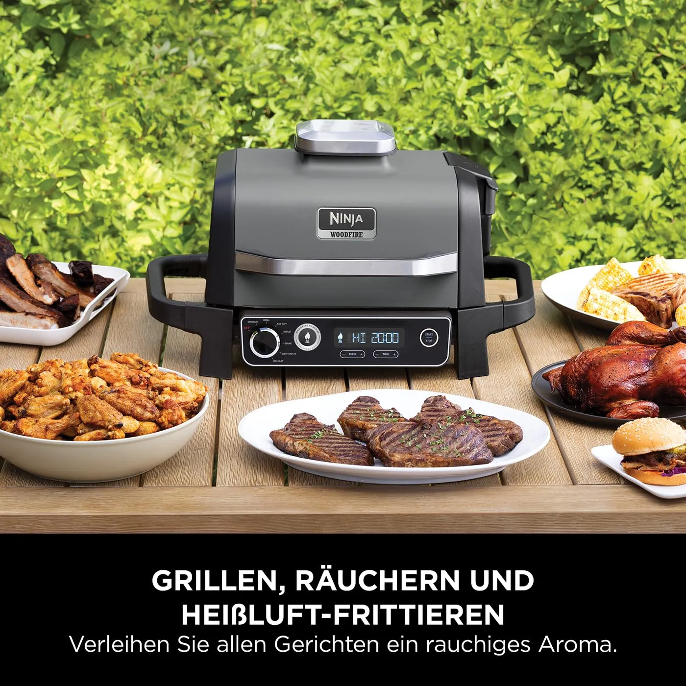 Ninja Woodfire OG701EU Elektrogrill 7-in-1 grau Outdoor