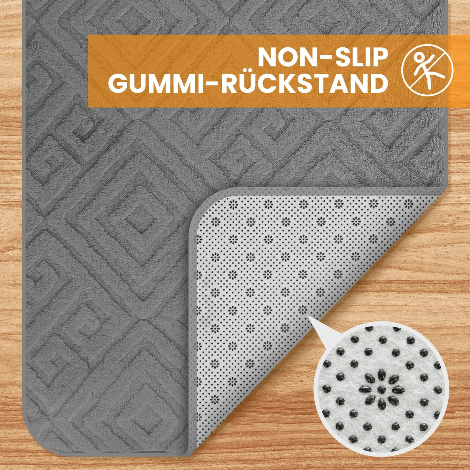 HOMELUX 2BF Badematten Set 2tlg grau rutschfest