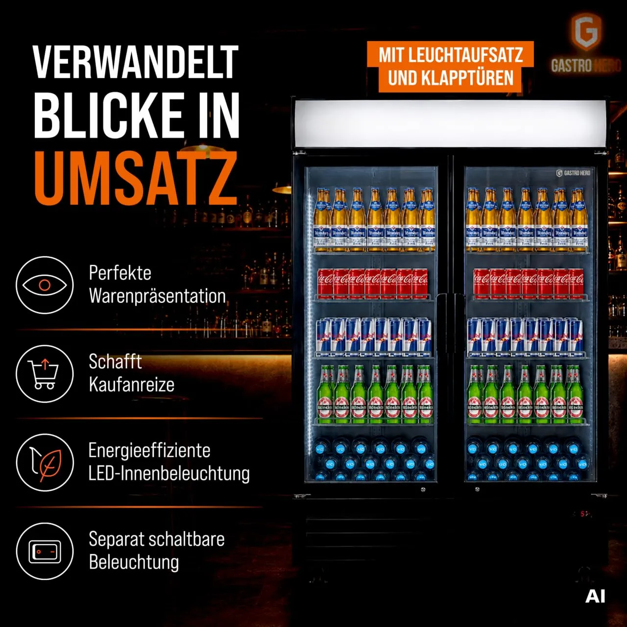 GastroHero GKS-1000KT Getränkekühlschrank 984 L 2-türig