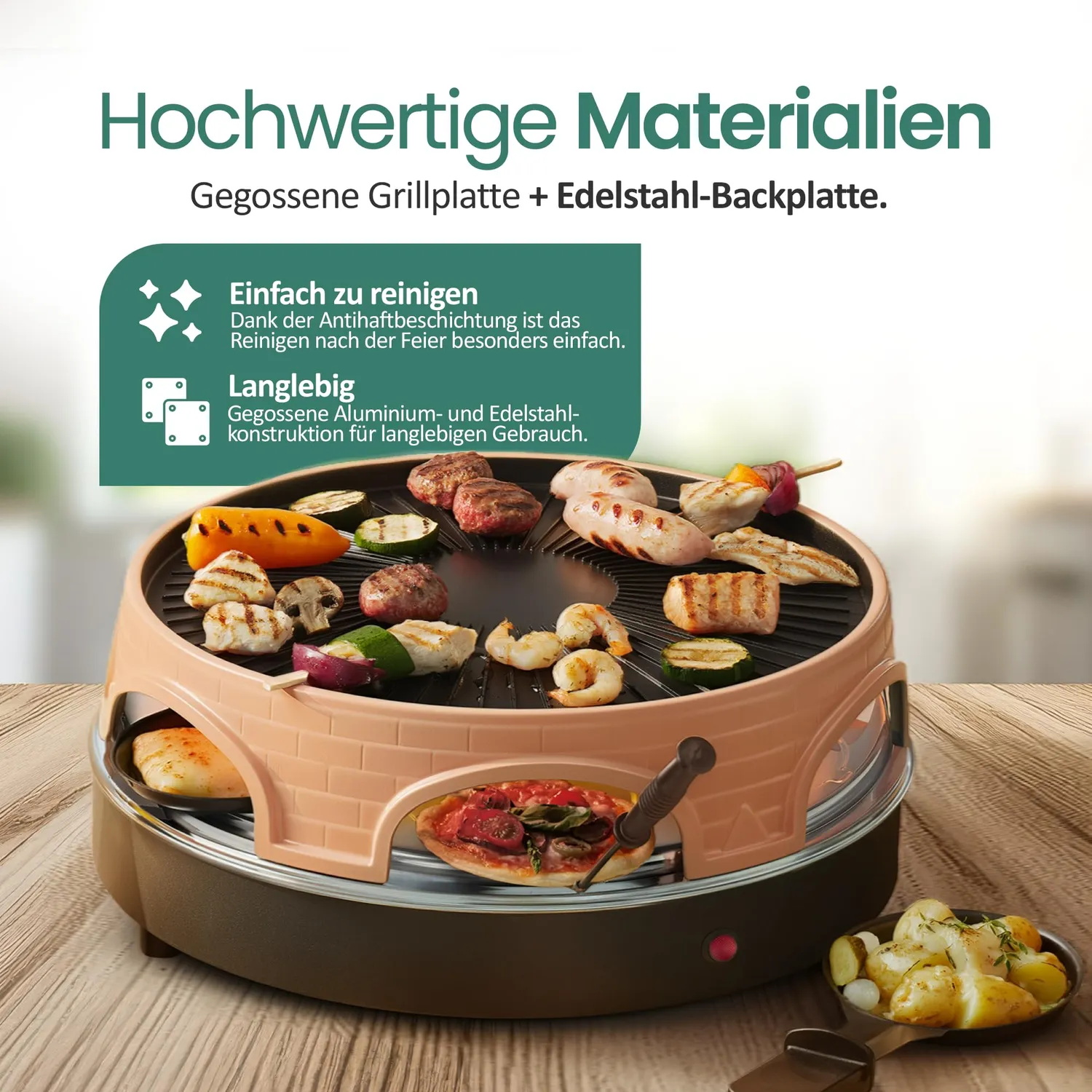 Emerio Pizzaretta PO-113255.4 Pizzaofen 6 Personen Terracotta