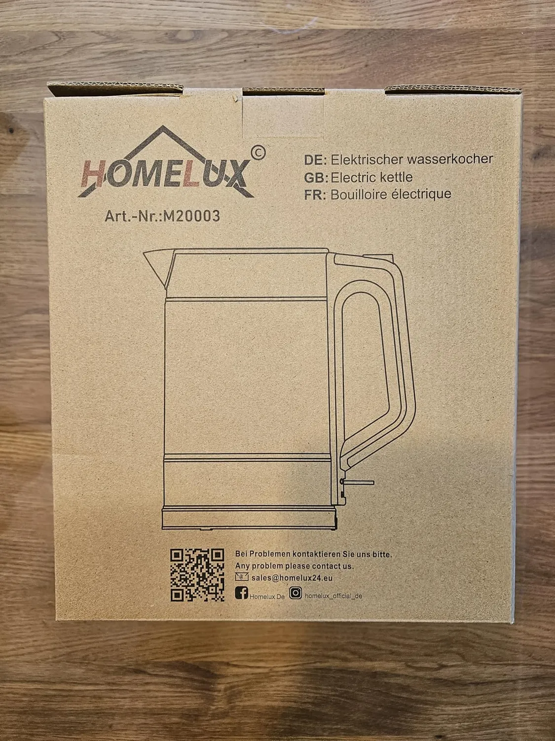 HOMELUX Wasserkocher Glas 1,7L mit LED-Beleuchtung