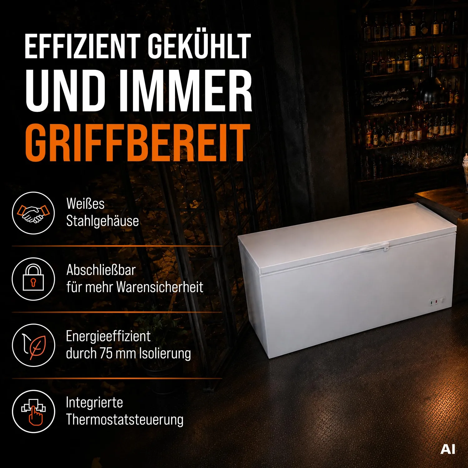 GastroHero ECO 550 Tiefkühltruhe 450 L abschließbar