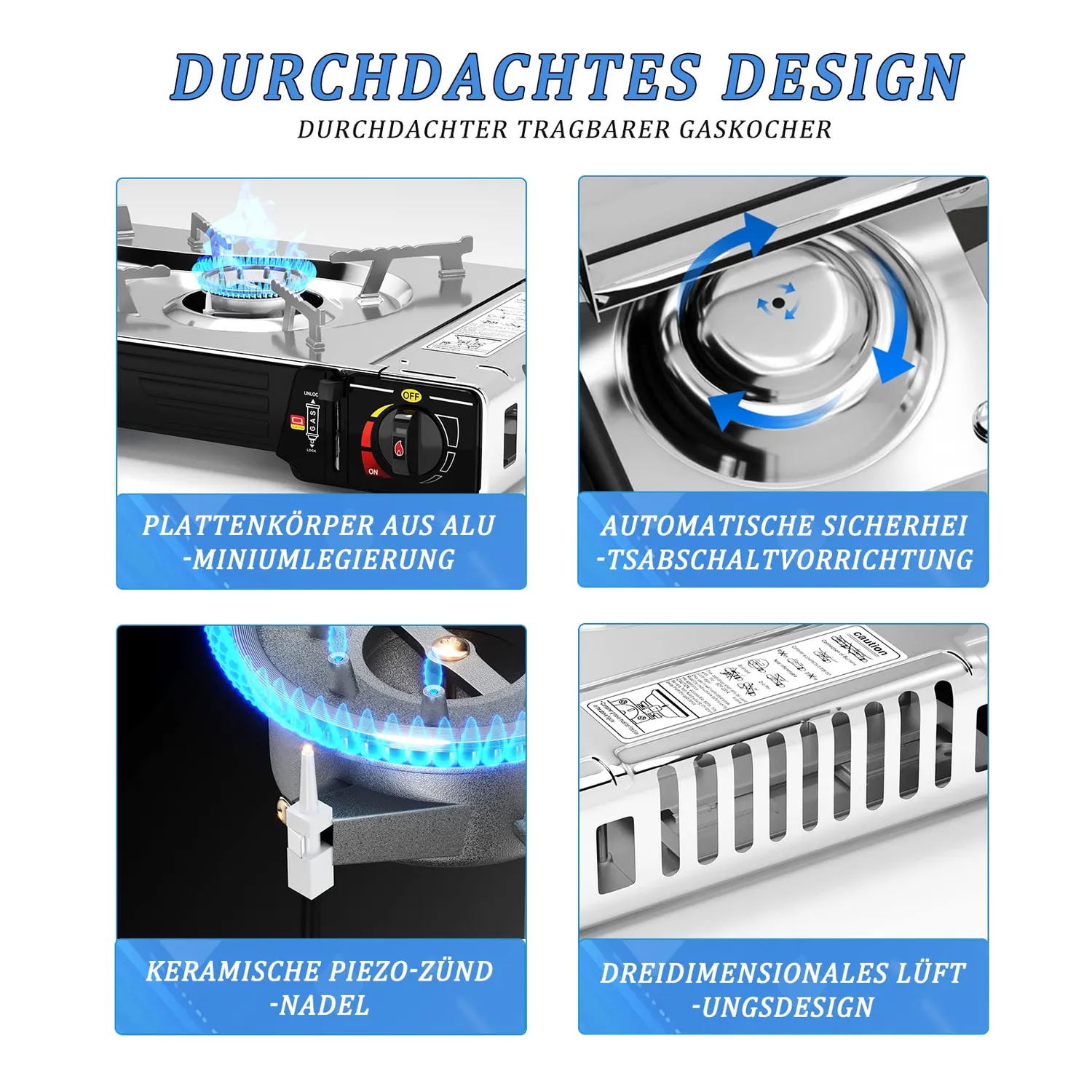 HOMELUX Gaskocher 2,5kW Campingkocher Koffer Piezo