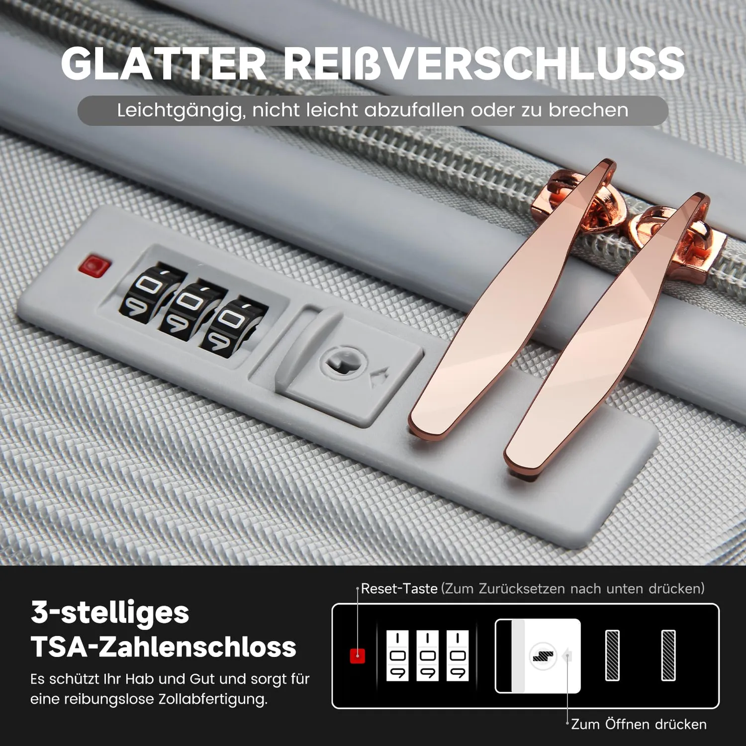 HOMELUX Kofferset 3-teilig Silber M-L-XL Hartschale